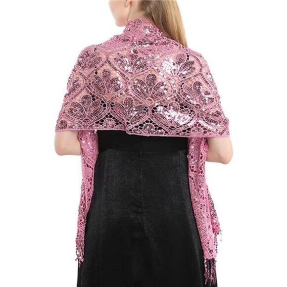 Glittering Scarf for Women Pink - Picture 2 of 7